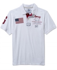 Prep up your style with this American flag embroidered polo shirt from American Rag.