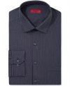 Skinny stripes bring a big statement to any boardroom with this fitted shirt from Alfani.