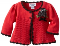 Hartstrings Baby-Girls Newborn Crochet Fly Away Cardigan Sweater, Red, 12 Months