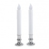 Extra Bright Flameless Battery Taper Candle Set with Auto Timer & Removeable Base, Silver