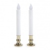 Extra Bright Flameless Battery Taper Candle Set with Auto Timer & Removeable Base, Gold