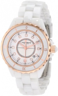 Akribos XXIV Women's AKR485WTR Allura Rose-Tone White Ceramic Watch