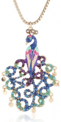 Betsey Johnson Peacock Pendant Necklace, 19