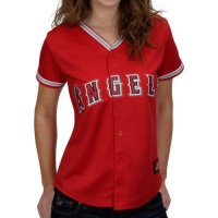 MLB Los Angeles Angels Scarlet Alternate Short Sleeve 5 Button Synthetic Replica Baseball Jersey Spring 2012 Women's