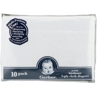 Gerber Birdseye 10 Count 3-Ply Prefold Cloth Diapers, White