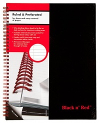 MeadWestvaco Consumer & Office Products Twin Wire Hardcover Notebook, 11 x 8-1/2 Inches, Black, 70 sheets (K67030)