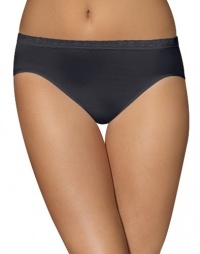 Bali Comfort Revolution Seamless Lace Hi Cut Panty, 7-Black