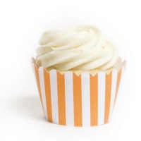 Dress My Cupcake Orange Striped Cupcake Wrappers, Set of 12