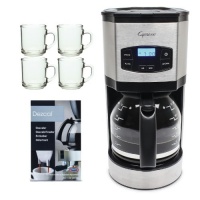 Capresso SG120 12-Cup Stainless Steel Coffee Maker + 4 Pieces 10 oz. ARC Handy Glass Coffee Mug + Urnex Dezcal Home Activated Coffee/Espresso Descaler