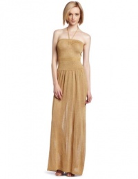 BCBGMAXAZRIA Women's Albaneth Long Strapless Dress, Gold Combo, Large