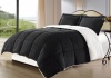 Cozy Beddings 2-Piece Borrego Sherpa/Berber Throw Blanket and Down Alternative Mini Comforter Set, Twin, Black