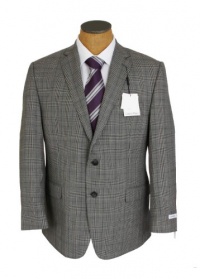 Calvin Klein Mens 2 Button Gray Plaid Slim Fit Wool Sport Coat Jacket