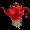 Red Teapot Glass Christmas Ornament FriendshipTea by Inge-Glas of Germany