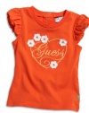 GUESS Kids Girls Short-Sleeve Top with Flower Appliqu, ORANGE (24M)