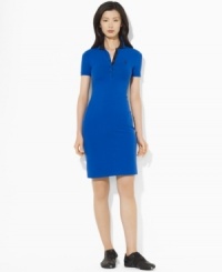 Lauren by Ralph Lauren's chic snapped placket and contrasting polo collar lend a modern edge to a timeless polo dress. (Clearance)