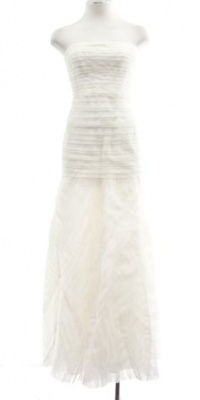 BCBG MaxAzria White 'Marisa' Silk Strapless Layered Organza Gown 0