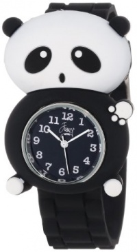 Frenzy Kids' FR2001 Panda Critter Face With Black Rubber Band Watch