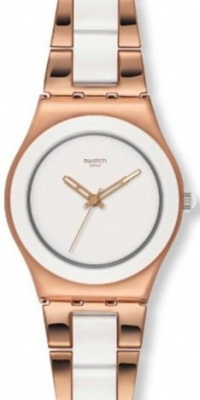 Swatch Rose Pearl White Dial Rose Gold-Tone Stainless Steel Ladies Watch YLG121G