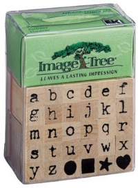 EK Success Image Tree Wood Handle Rubber Stamp Set, Antique Typewriter Alphabet/Lower