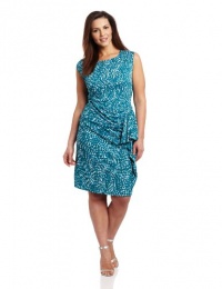 Jones New York Women's Plus-Size Extended Shoulder Ruffle Dress