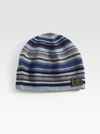 This lightweight striped beanie is the perfect topper to a stylish cold-weather ensemble.Ribbed knit trim35% viscose/29% lambswool/20% nylon/8% angora/8% cashmereDry cleanImported