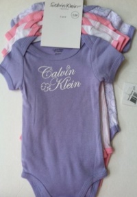 Calvin Klein ~ 5 Pk. PINK & PURPLE Floral Prints ~ Infant Bodysuit Onesies 0-3 Months