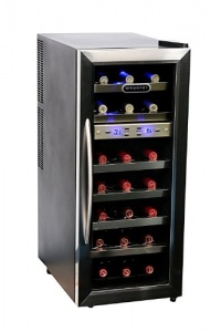 Whynter WC-211DZ 21 Bottle Dual Temperature Zone Wine Cooler, Stainless Steel Trimmed Glass Door with Black Cabinet