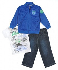 Akademiks Infant Boys 3Pc Royal Blue Track Jacket & Jean Pant Set (18M)