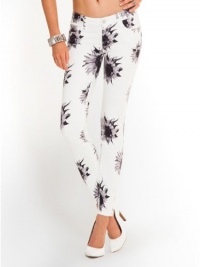 GUESS Kate Mod Sunflower-Print White Denim Leg