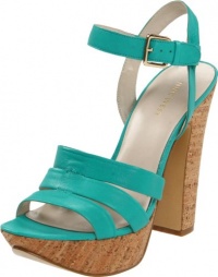 Nine West Women's Intuitive Ankle-Strap Chunky Sandal,Aqua,9 M US