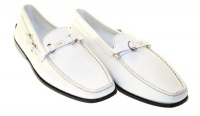 TOD'S Women`s Pellame White Leather Loafers Sz 35 R0B001