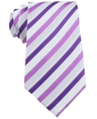 Brighten up a charcoal gray world with this sleek striped tie from Sean John.