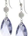 Sterling Silver Swarovski Elements Clear and Tanzanite-Colored Crystal Dangle Earrings