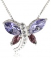 Carnevale Sterling Silver Dragonfly with Swarovski Elements Pendant Necklace, 18