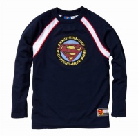 Superman Boys Long Sleeve Crew Neck Raglan Jersey w/ screen print S logo