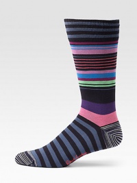 A soft blend of Peruvian pima cotton meets energizing stripes.Mid-calf height70% pima cotton/29% nylon/1% Lycra®Machine washImported