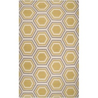 Surya Fallon Jill Rosenwald Honeycomb Flatweave Area Rug, 8-Feet by 11-Feet, Yellow/Cream/Gray