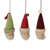 Enesco Heart of Christmas Santas with Fabric Hats Ornaments, 3-1/2-Inch, Set of 3