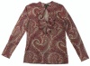 Lauren Jeans Co. Women's Ruffle Front Paisley Knit Top (Multi) (X-Large)