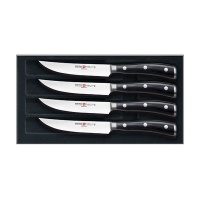 Wusthof Classic Ikon 4-Piece Steak Set with Wooden Box, Black