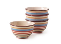 Tabletop Lifestyles 6-Inch Cereal Bowl, Sedona Stripe, Set of 4