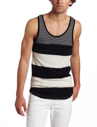 Alternative Men's Amir Tank Top, Black Global Stripe, Small