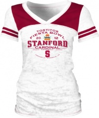 NCAA Women's Stanford Cardinals 2012 Fiesta Bowl Jr Burnout V-Neck (White/Cardinal, Small)