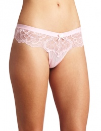 Betsey Johnson Womens Rebel Rose Wide Side Thong, Powderpuff, Small