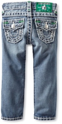 True Religion Boys 2-7 Jack Slim Fit Naturaline Super T With Kelly Green Bartacks And Back Label-Wash, Shade Horizons, 3