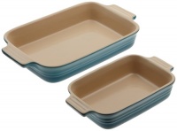 Le Creuset Stoneware 1-1/4-Quart Rectangular Baker with Bonus 16-Ounce Rectangular Baker, Caribbean