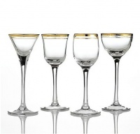 Charter Club Grand Buffet Set of 4 Double Band Gold Cordial Glasses