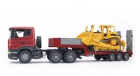 Bruder Scania R-Series Low Loader With Caterpillar Bulldozer