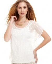 A lovely square pattern gives this Style&co. top a chic finish. Pair it with printed denims for runway-style flair!