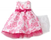 Nannette Baby-girls Infant Rose Print Shangtung Dress, Pink, 12 Months